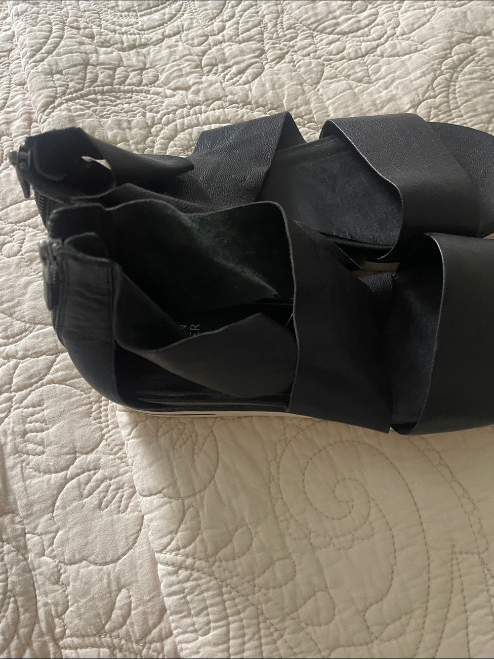 Eileen Fisher leather Black Strappy Sandals